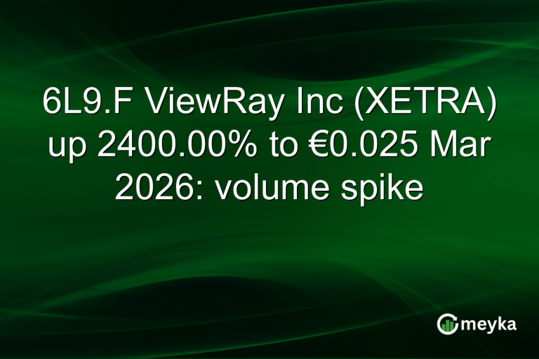 6L9.F ViewRay Inc (XETRA) up 2400.00% to €0.025 Mar 2026: volume spike