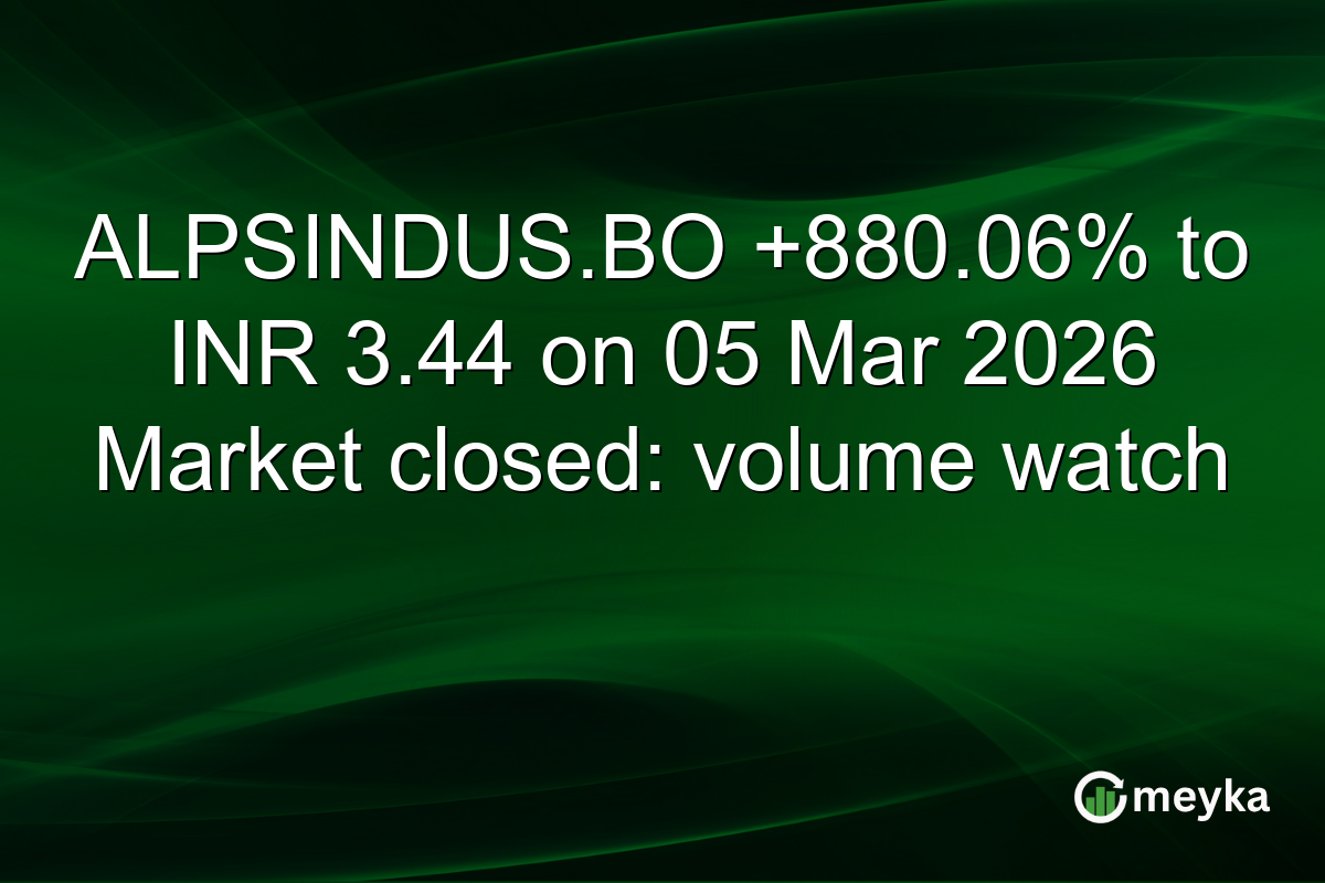 ALPSINDUS.BO +880.06% to INR 3.44 on 05 Mar 2026 Market closed: volume watch
