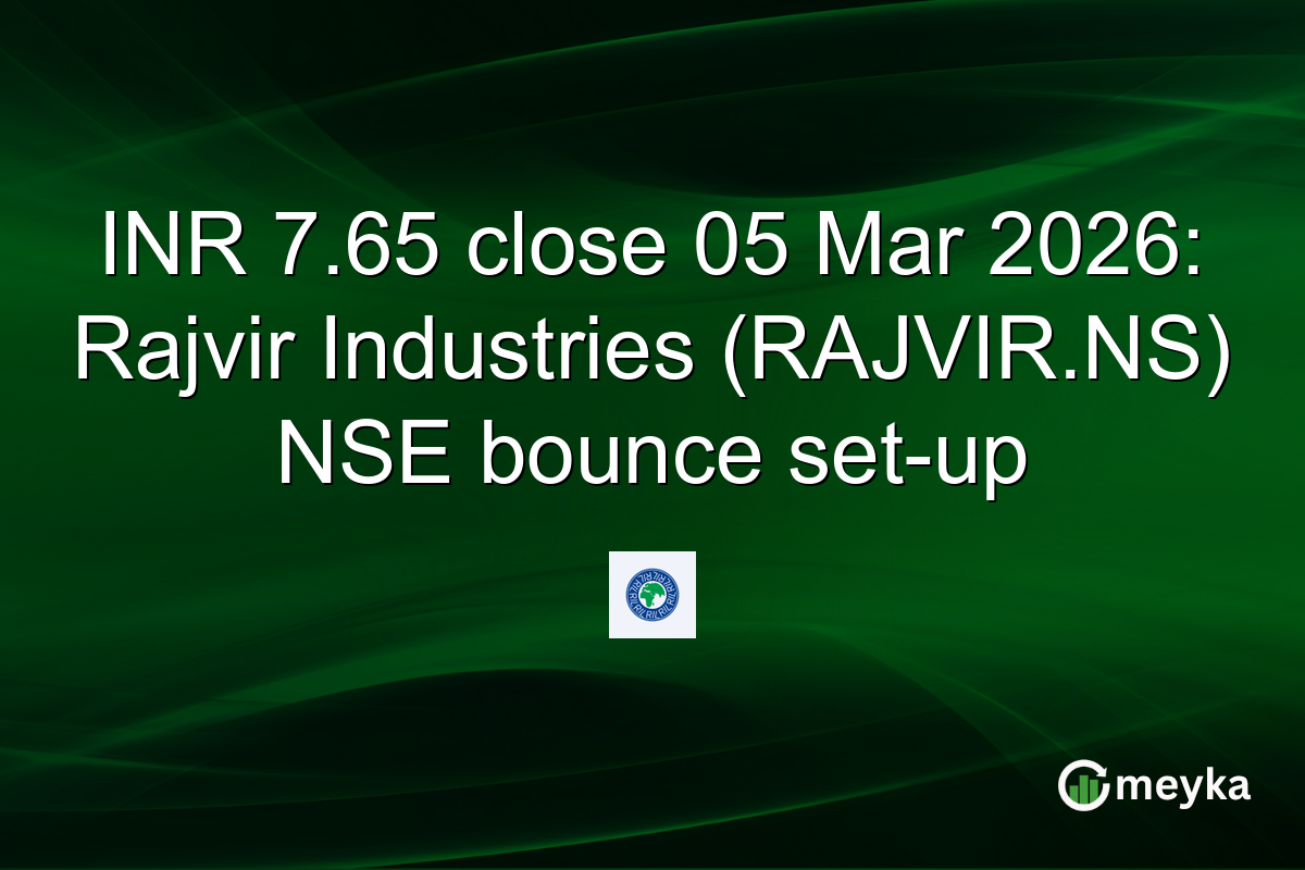 INR 7.65 close 05 Mar 2026: Rajvir Industries (RAJVIR.NS) NSE bounce set-up