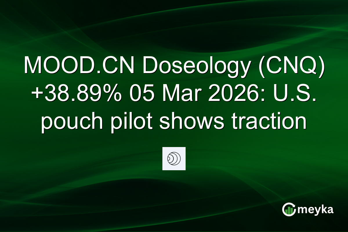 MOOD.CN Doseology (CNQ) +38.89% 05 Mar 2026: U.S. pouch pilot shows traction