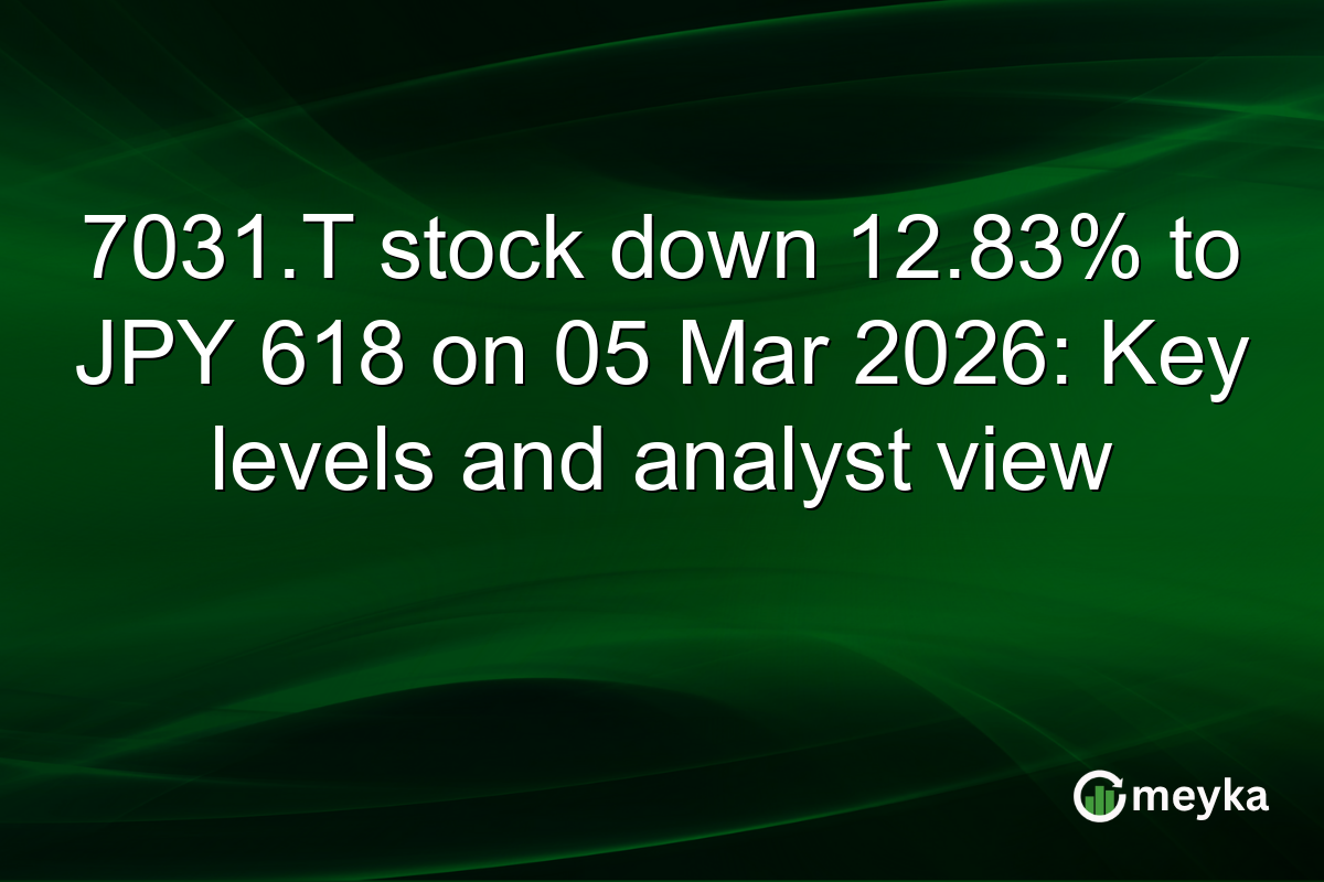 7031.T stock down 12.83% to JPY 618 on 05 Mar 2026: Key levels and analyst view