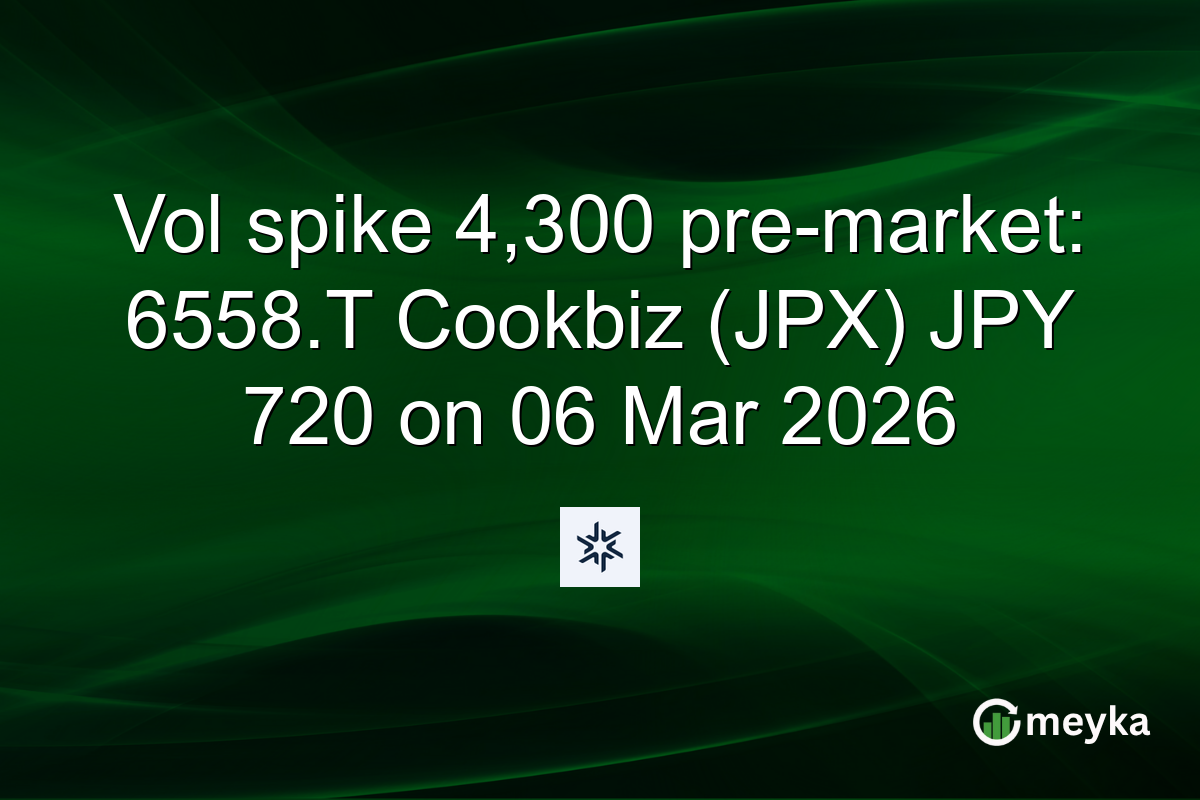 Vol spike 4,300 pre-market: 6558.T Cookbiz (JPX) JPY 720 on 06 Mar 2026