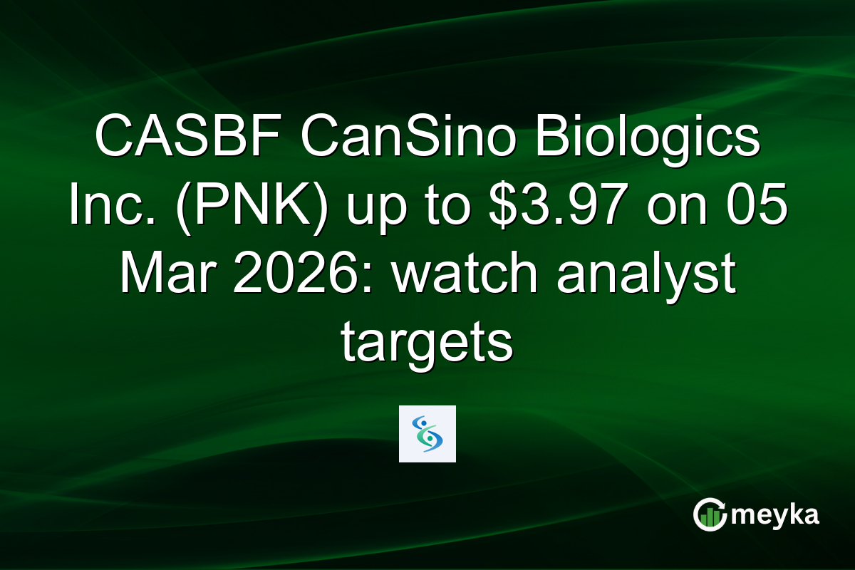 CASBF CanSino Biologics Inc. (PNK) up to $3.97 on 05 Mar 2026: watch analyst targets