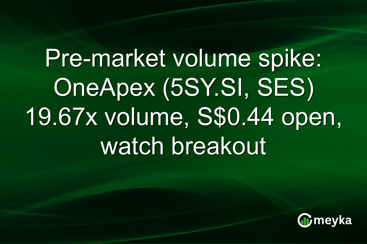 Pre-market volume spike: OneApex (5SY.SI, SES) 19.67x volume, S$0.44 open, watch breakout