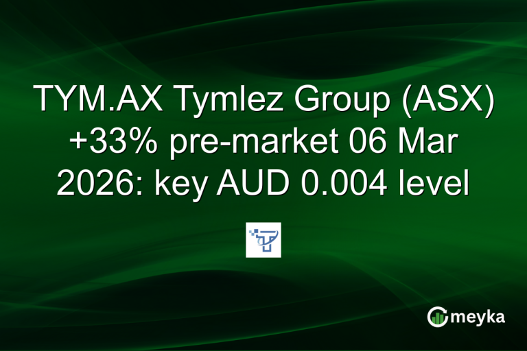 TYM.AX Tymlez Group (ASX) +33% pre-market 06 Mar 2026: key AUD 0.004 level