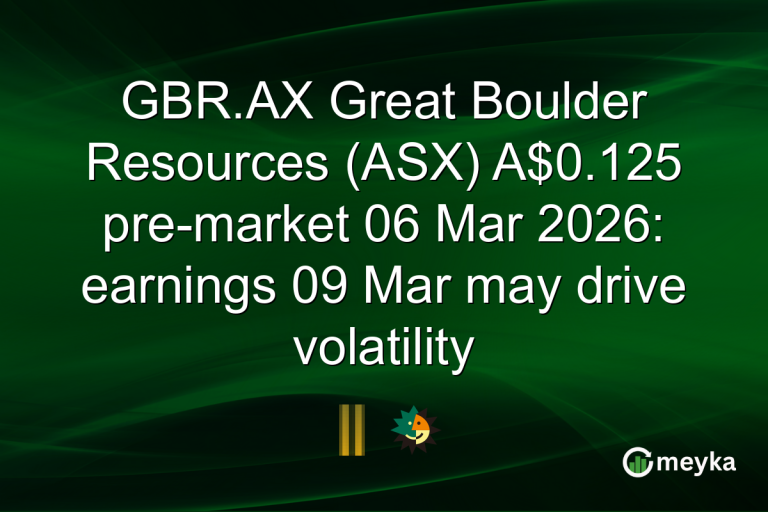 GBR.AX Great Boulder Resources (ASX) A$0.125 pre-market 06 Mar 2026: earnings 09 Mar may drive volatility