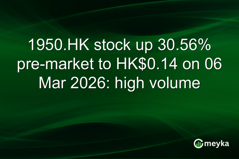 1950.HK stock up 30.56% pre-market to HK$0.14 on 06 Mar 2026: high volume