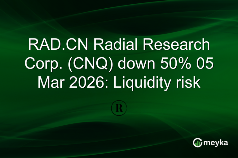 RAD.CN Radial Research Corp. (CNQ) down 50% 05 Mar 2026: Liquidity risk