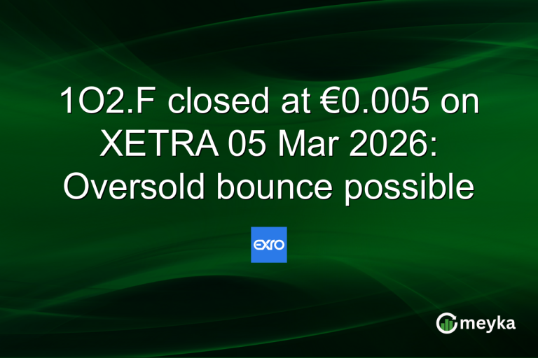 1O2.F closed at €0.005 on XETRA 05 Mar 2026: Oversold bounce possible