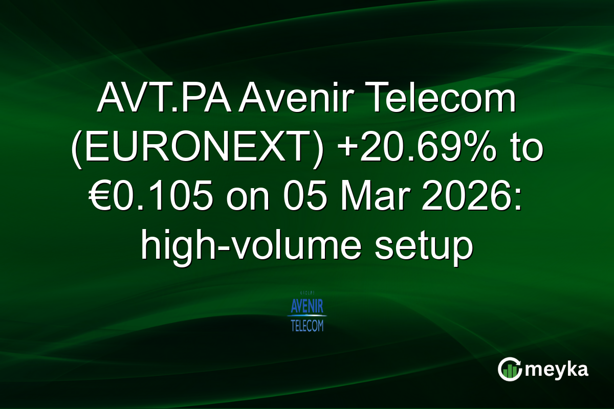AVT.PA Avenir Telecom (EURONEXT) +20.69% to €0.105 on 05 Mar 2026: high-volume setup