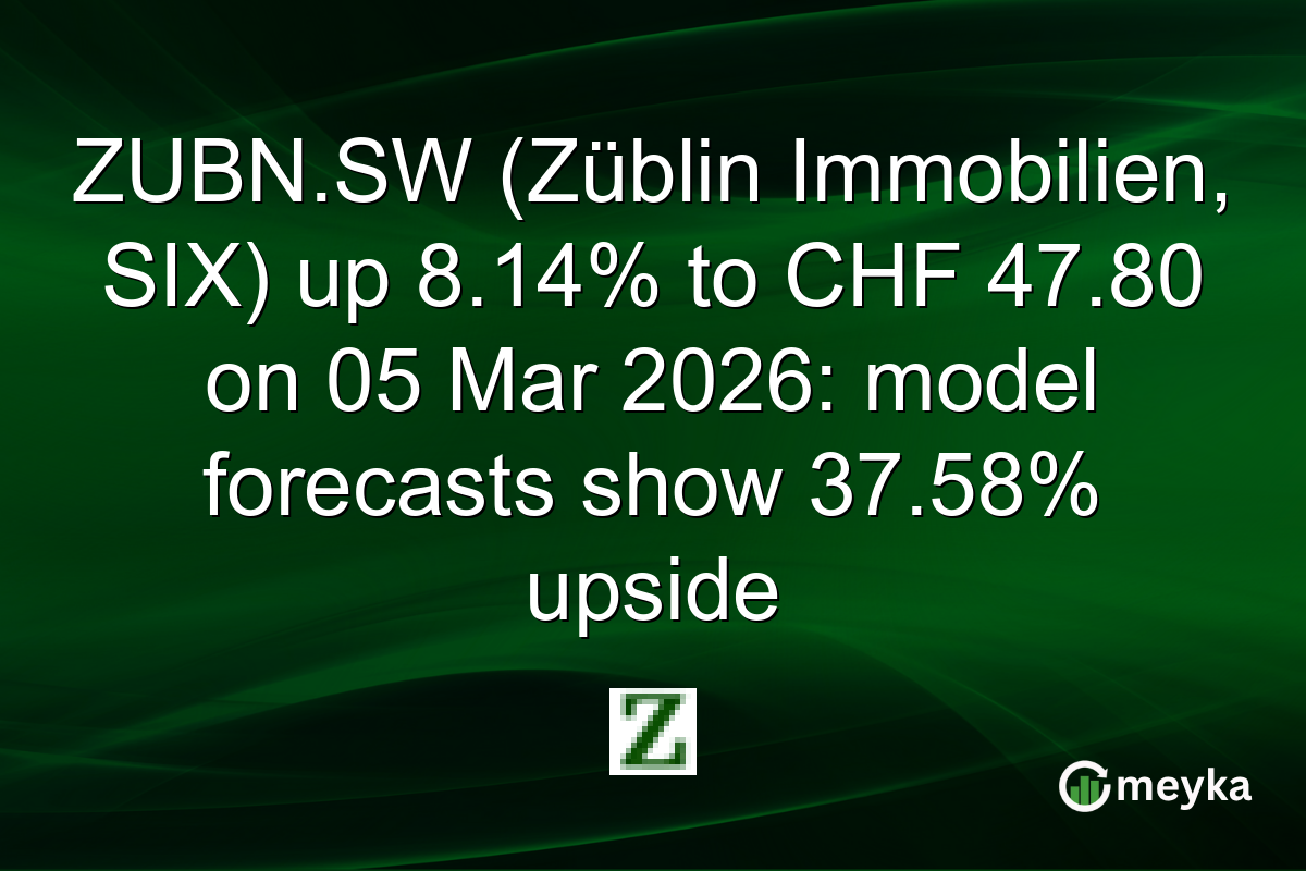 ZUBN.SW (Züblin Immobilien, SIX) up 8.14% to CHF 47.80 on 05 Mar 2026: model forecasts show 37.58% upside