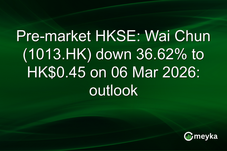 Pre-market HKSE: Wai Chun (1013.HK) down 36.62% to HK$0.45 on 06 Mar 2026: outlook