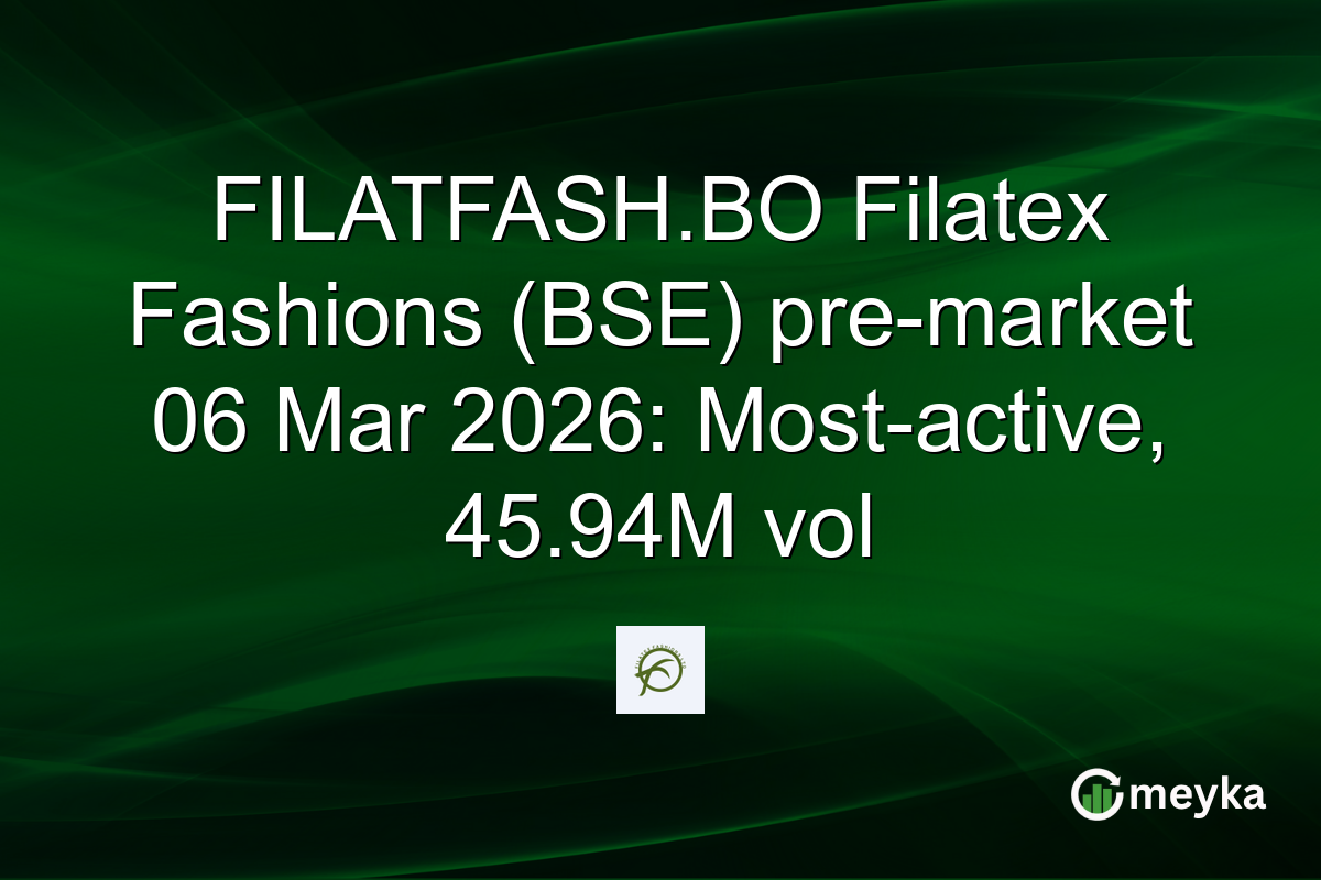FILATFASH.BO Filatex Fashions (BSE) pre-market 06 Mar 2026: Most-active, 45.94M vol
