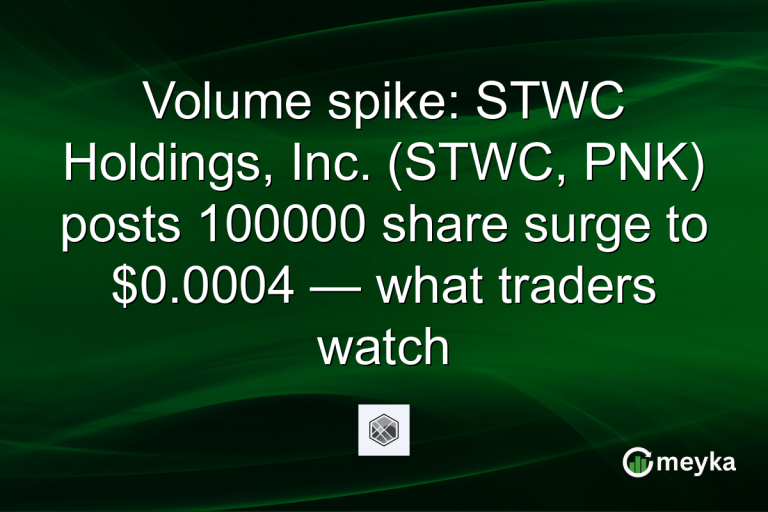 Volume spike: STWC Holdings, Inc. (STWC, PNK) posts 100000 share surge to $0.0004 — what traders watch