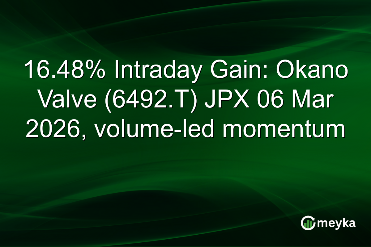 16.48% Intraday Gain: Okano Valve (6492.T) JPX 06 Mar 2026, volume-led momentum