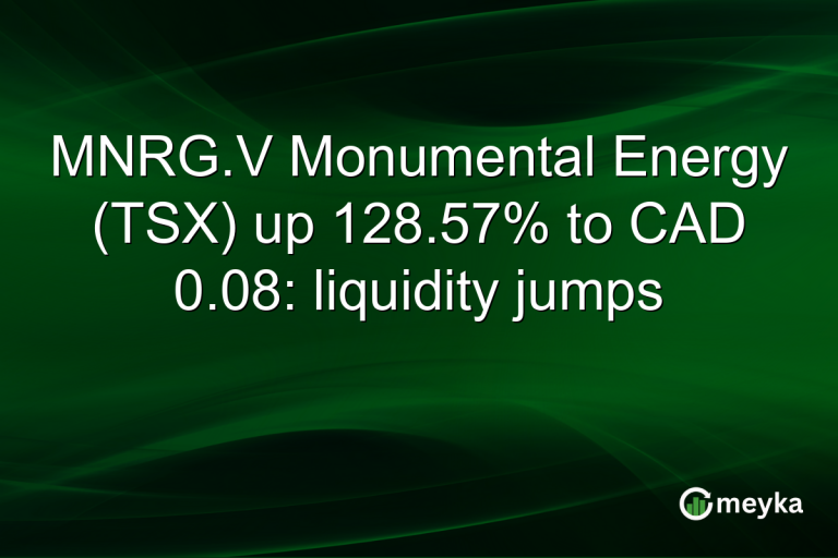 MNRG.V Monumental Energy (TSX) up 128.57% to CAD 0.08: liquidity jumps