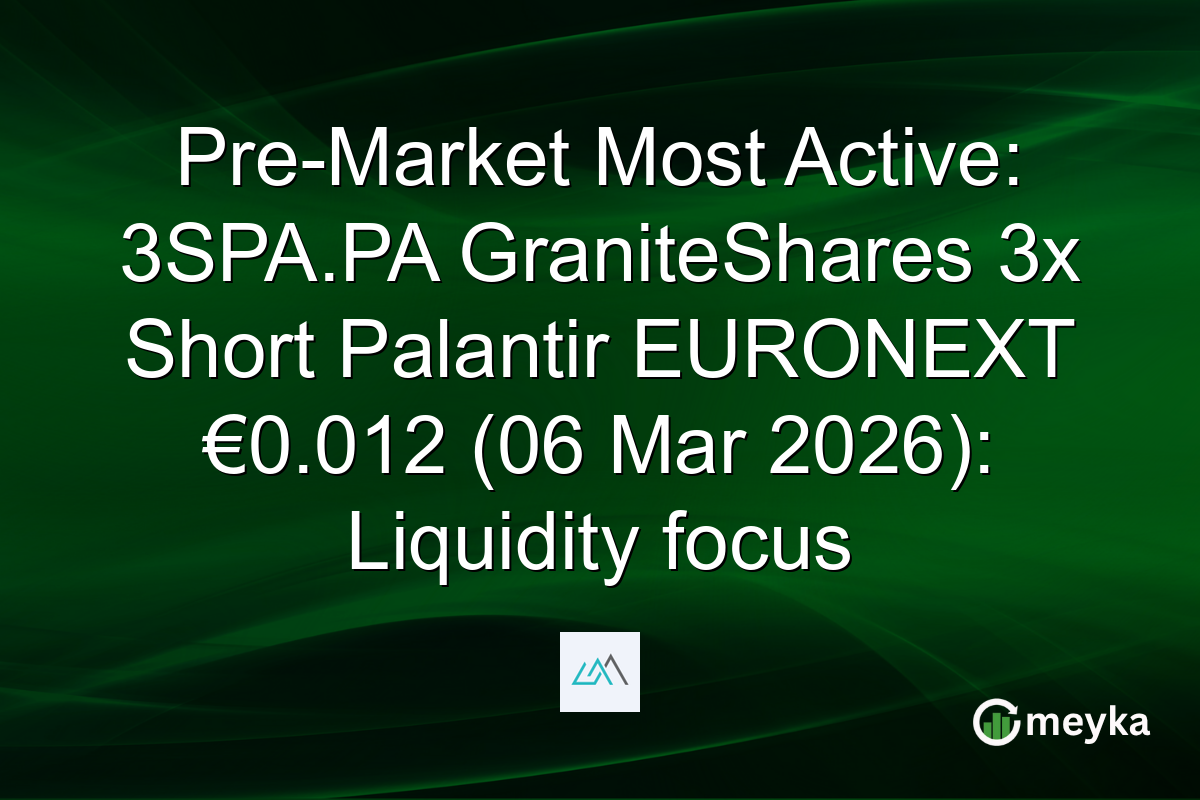 Pre-Market Most Active: 3SPA.PA GraniteShares 3x Short Palantir EURONEXT €0.012 (06 Mar 2026): Liquidity focus