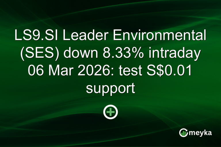 LS9.SI Leader Environmental (SES) down 8.33% intraday 06 Mar 2026: test S$0.01 support