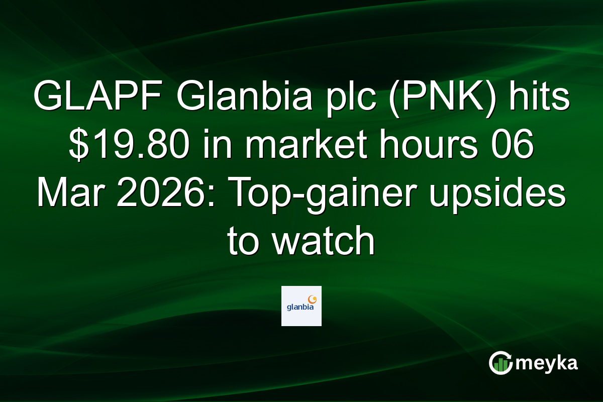GLAPF Glanbia plc (PNK) hits $19.80 in market hours 06 Mar 2026: Top-gainer upsides to watch