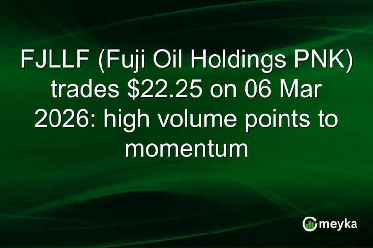 FJLLF (Fuji Oil Holdings PNK) trades $22.25 on 06 Mar 2026: high volume points to momentum