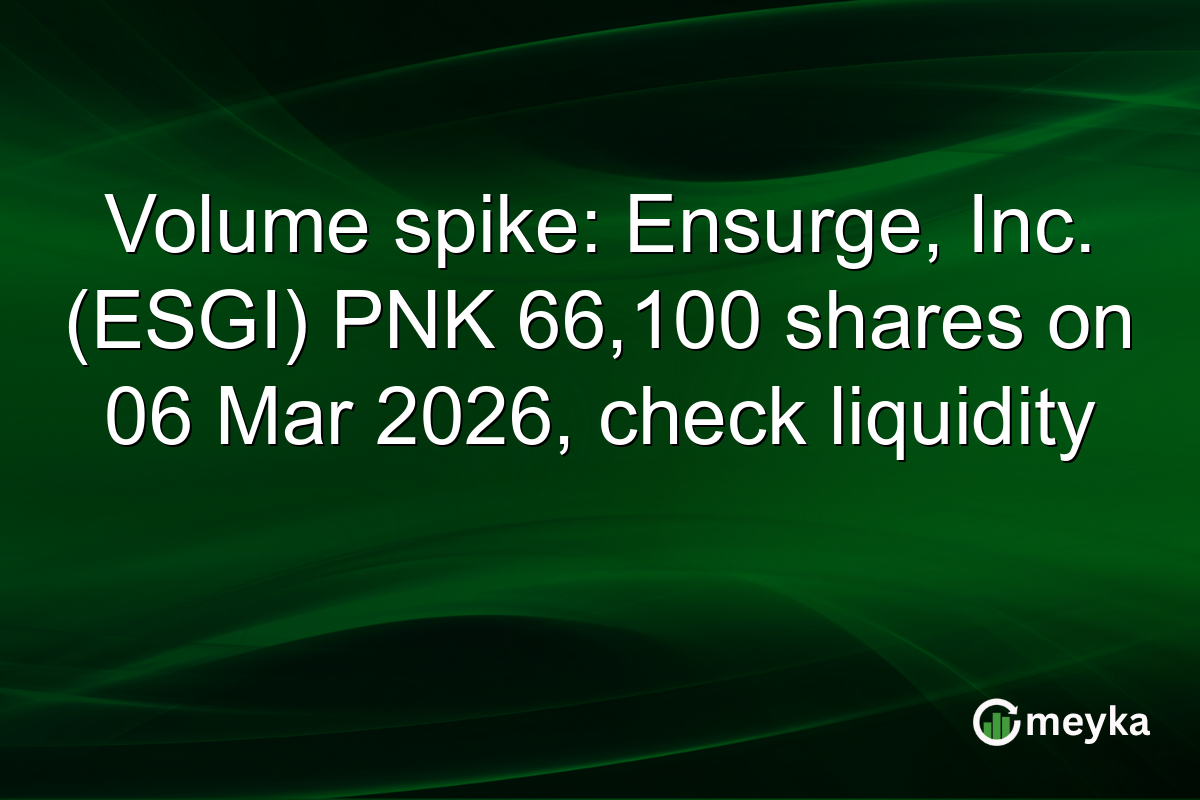 Volume spike: Ensurge, Inc. (ESGI) PNK 66,100 shares on 06 Mar 2026, check liquidity