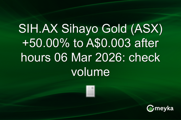 SIH.AX Sihayo Gold (ASX) +50.00% to A$0.003 after hours 06 Mar 2026: check volume