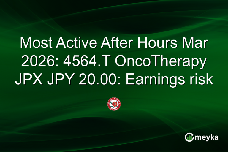 Most Active After Hours Mar 2026: 4564.T OncoTherapy JPX JPY 20.00: Earnings risk