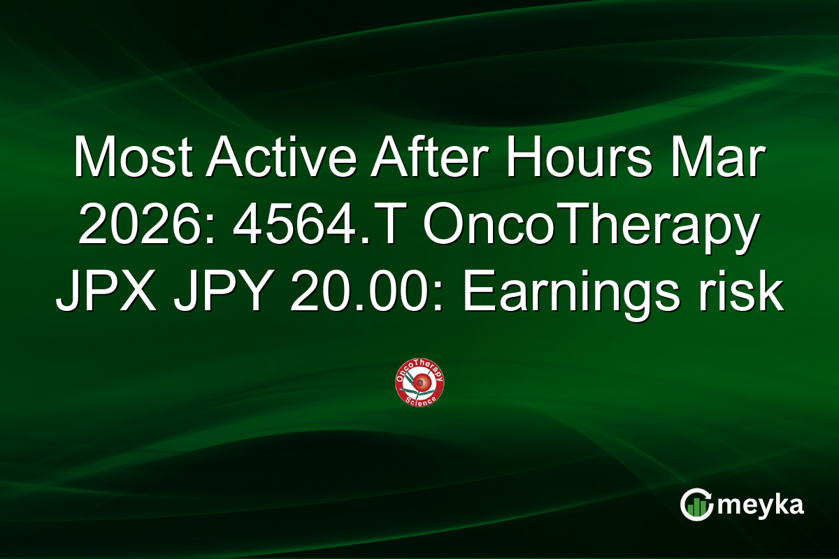 Most Active After Hours Mar 2026: 4564.T OncoTherapy JPX JPY 20.00: Earnings risk