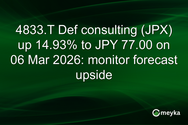 4833.T Def consulting (JPX) up 14.93% to JPY 77.00 on 06 Mar 2026: monitor forecast upside