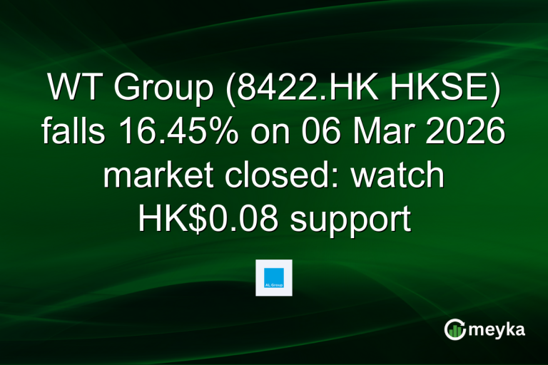 WT Group (8422.HK HKSE) falls 16.45% on 06 Mar 2026 market closed: watch HK$0.08 support