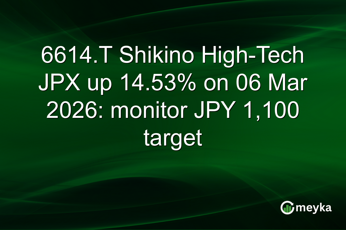 6614.T Shikino High-Tech JPX up 14.53% on 06 Mar 2026: monitor JPY 1,100 target