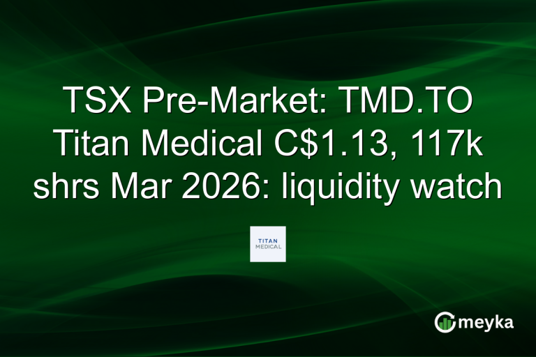 TSX Pre-Market: TMD.TO Titan Medical C$1.13, 117k shrs Mar 2026: liquidity watch