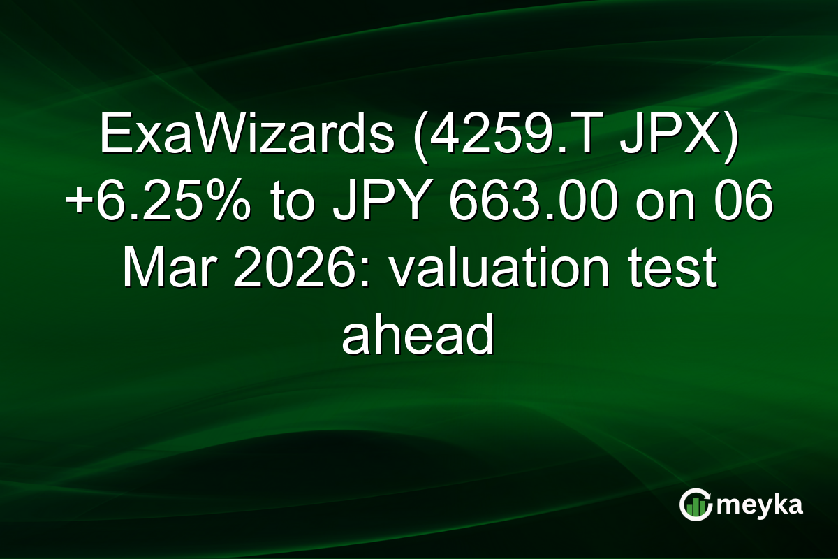 ExaWizards (4259.T JPX) +6.25% to JPY 663.00 on 06 Mar 2026: valuation test ahead