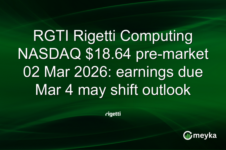 RGTI Rigetti Computing NASDAQ $18.64 pre-market 02 Mar 2026: earnings due Mar 4 may shift outlook