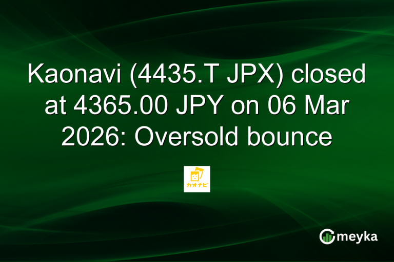 Kaonavi (4435.T JPX) closed at 4365.00 JPY on 06 Mar 2026: Oversold bounce