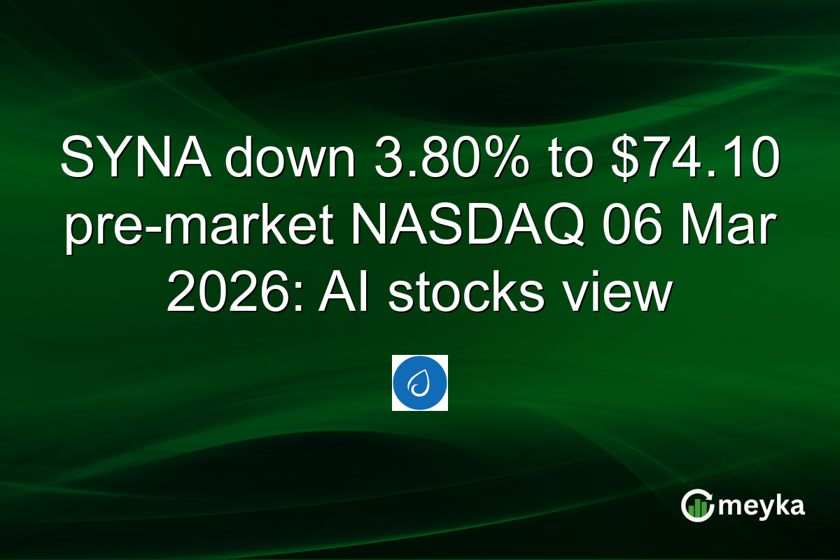 SYNA down 3.80% to $74.10 pre-market NASDAQ 06 Mar 2026: AI stocks view