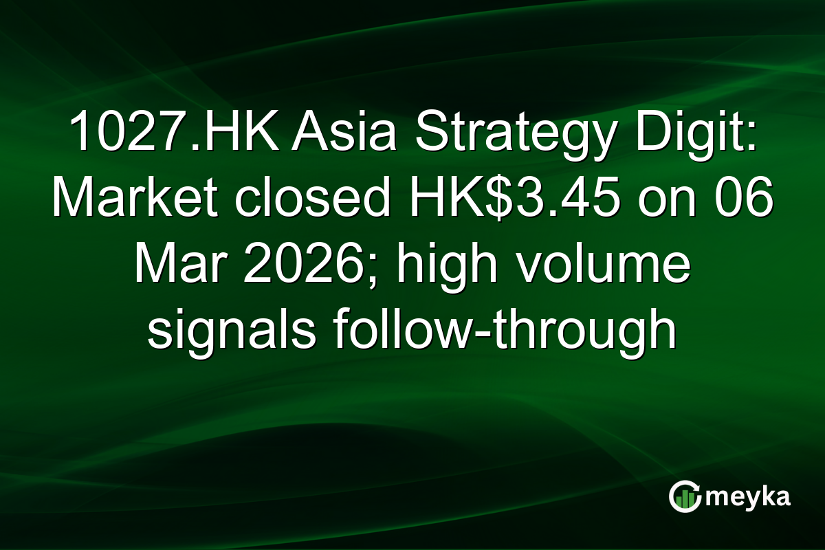 1027.HK Asia Strategy Digit: Market closed HK$3.45 on 06 Mar 2026; high volume signals follow-through