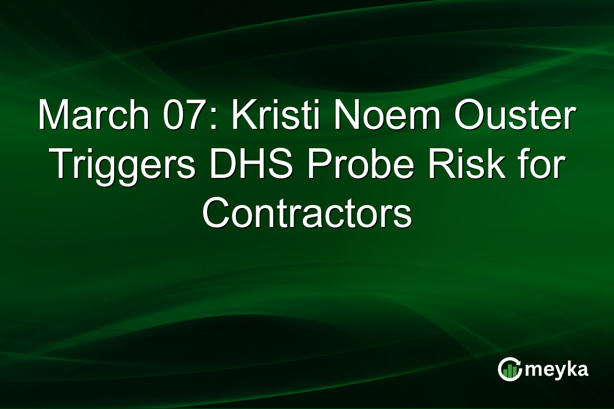 March 07: Kristi Noem Ouster Triggers DHS Probe Risk for Contractors
