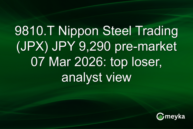 9810.T Nippon Steel Trading (JPX) JPY 9,290 pre-market 07 Mar 2026: top loser, analyst view