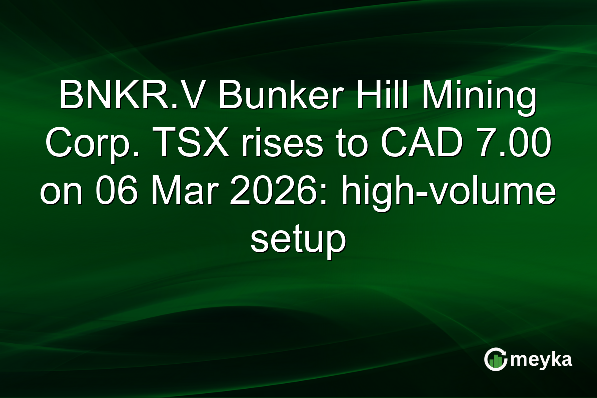 BNKR.V Bunker Hill Mining Corp. TSX rises to CAD 7.00 on 06 Mar 2026: high-volume setup
