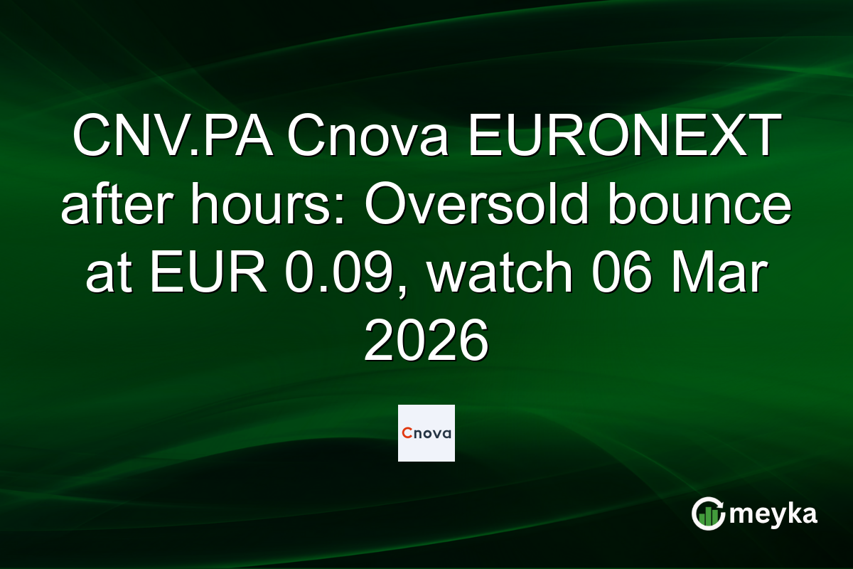 CNV.PA Cnova EURONEXT after hours: Oversold bounce at EUR 0.09, watch 06 Mar 2026