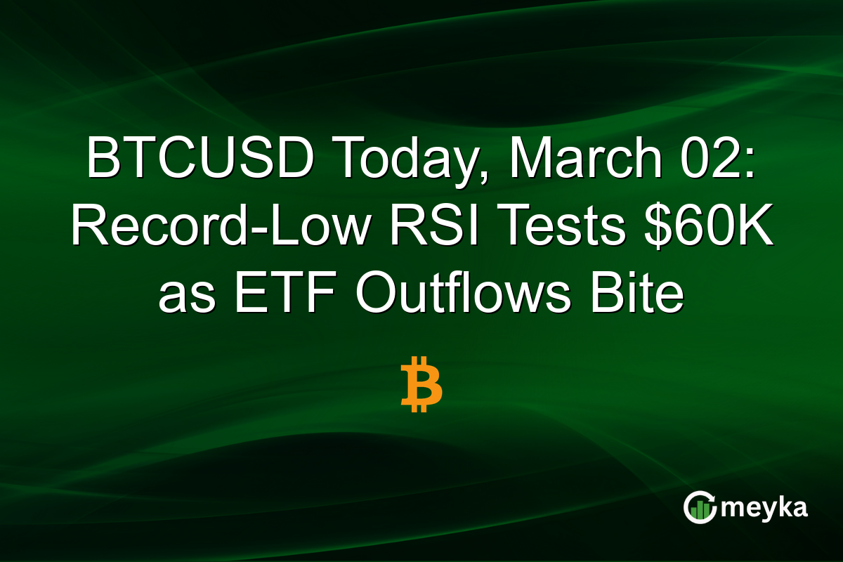 BTCUSD Today, March 02: Record-Low RSI Tests $60K as ETF Outflows Bite