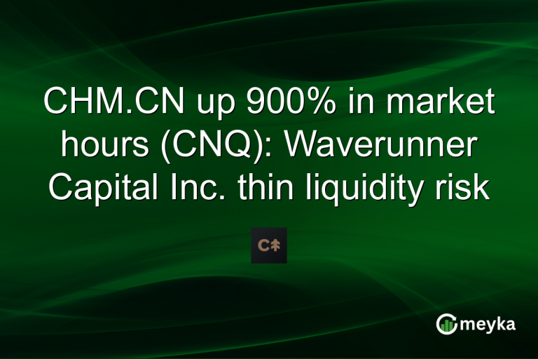 CHM.CN up 900% in market hours (CNQ): Waverunner Capital Inc. thin liquidity risk