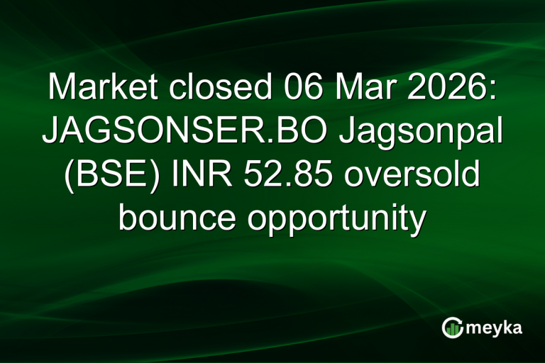 Market closed 06 Mar 2026: JAGSONSER.BO Jagsonpal (BSE) INR 52.85 oversold bounce opportunity