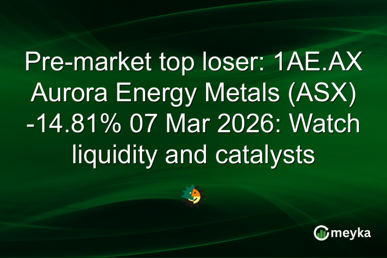 Pre-market top loser: 1AE.AX Aurora Energy Metals (ASX) -14.81% 07 Mar 2026: Watch liquidity and catalysts