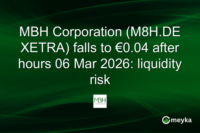 MBH Corporation (M8H.DE XETRA) falls to €0.04 after hours 06 Mar 2026: liquidity risk