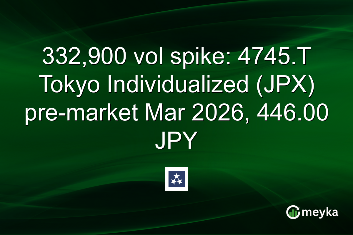 332,900 vol spike: 4745.T Tokyo Individualized (JPX) pre-market Mar 2026, 446.00 JPY