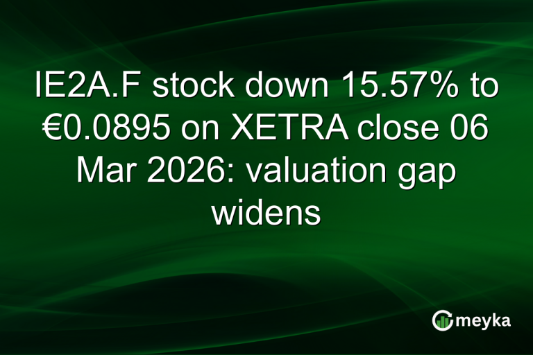 IE2A.F stock down 15.57% to €0.0895 on XETRA close 06 Mar 2026: valuation gap widens