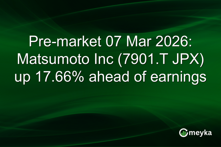 Pre-market 07 Mar 2026: Matsumoto Inc (7901.T JPX) up 17.66% ahead of earnings
