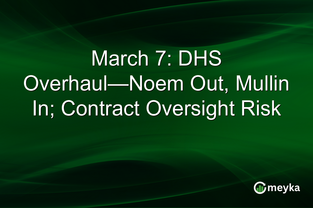 March 7: DHS Overhaul—Noem Out, Mullin In; Contract Oversight Risk